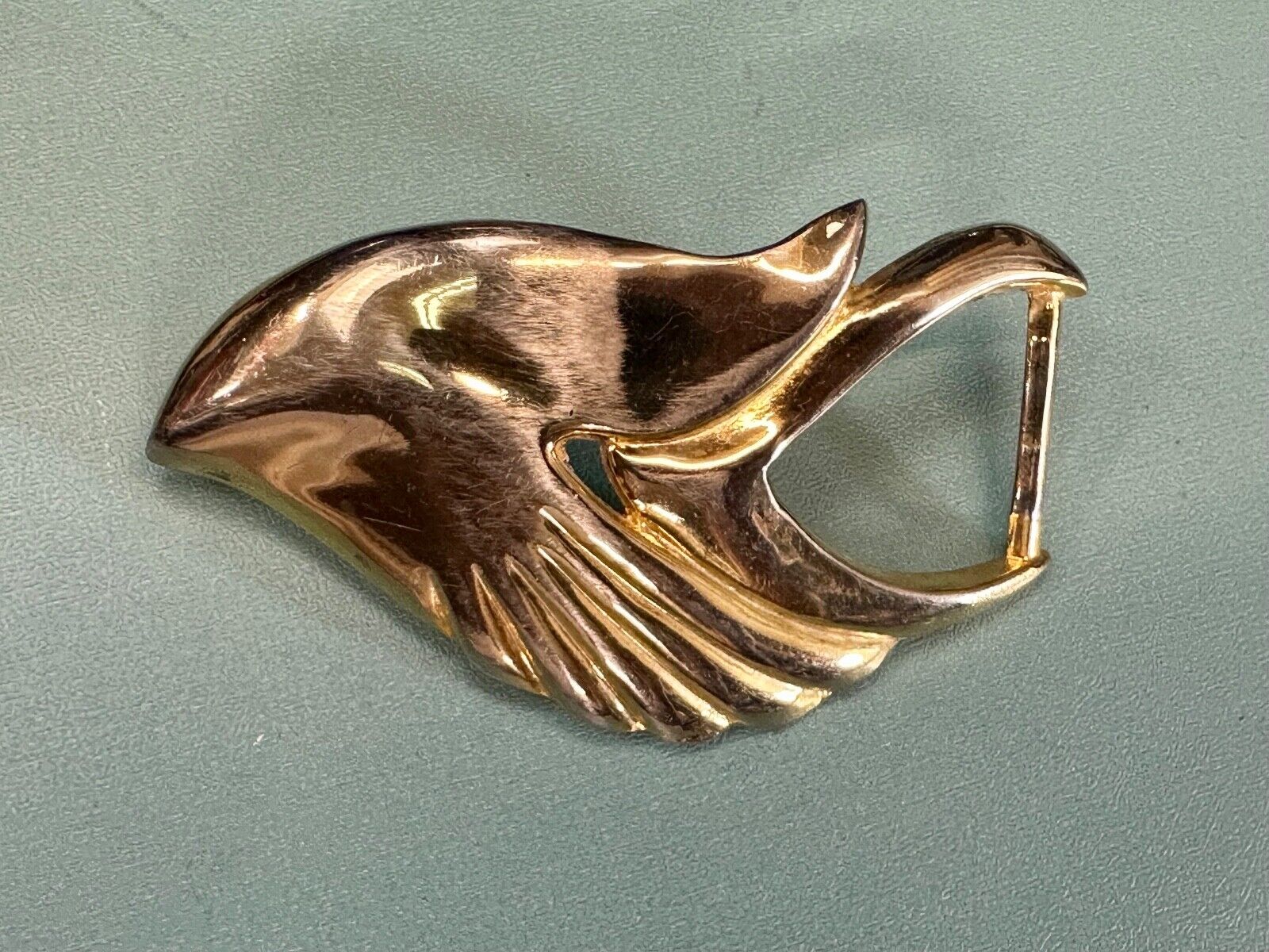Abstract Art - Wings  gold tone belt buckle signed Leather shop