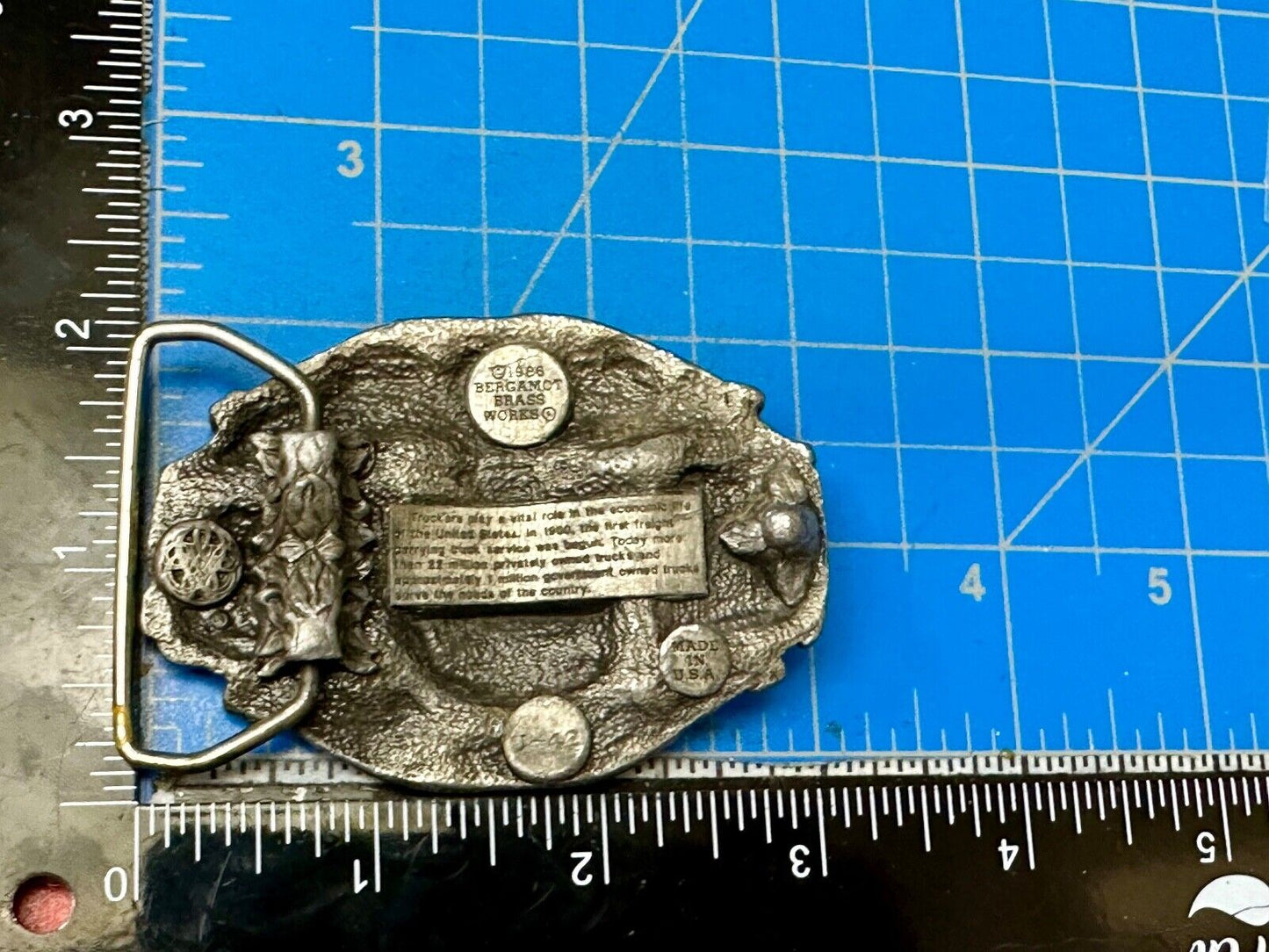 Truckers Semi Drivers Vital Role in the USA Economy 1986 Bergamot Belt Buckle