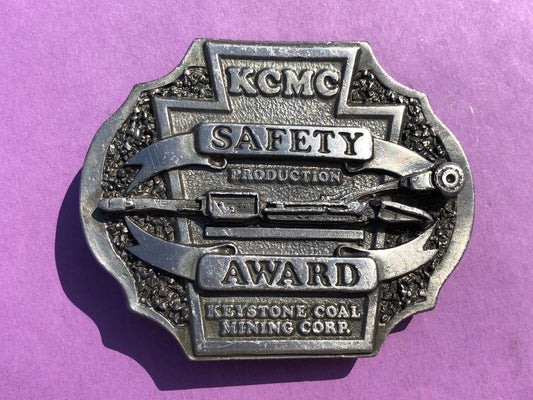 KCMC Safety production award - Keystone PA Coal mining corp Vintage Belt Buckle 