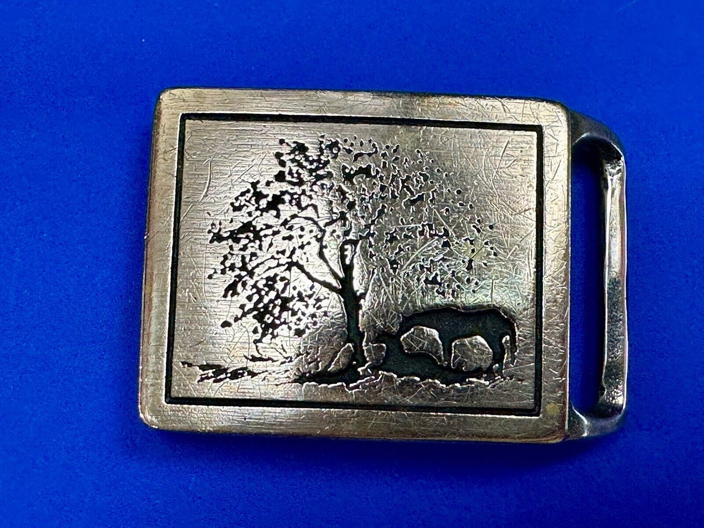 TWO HORSES TECH-ETHER GUILD Vintage art Horse lovers belt buckle