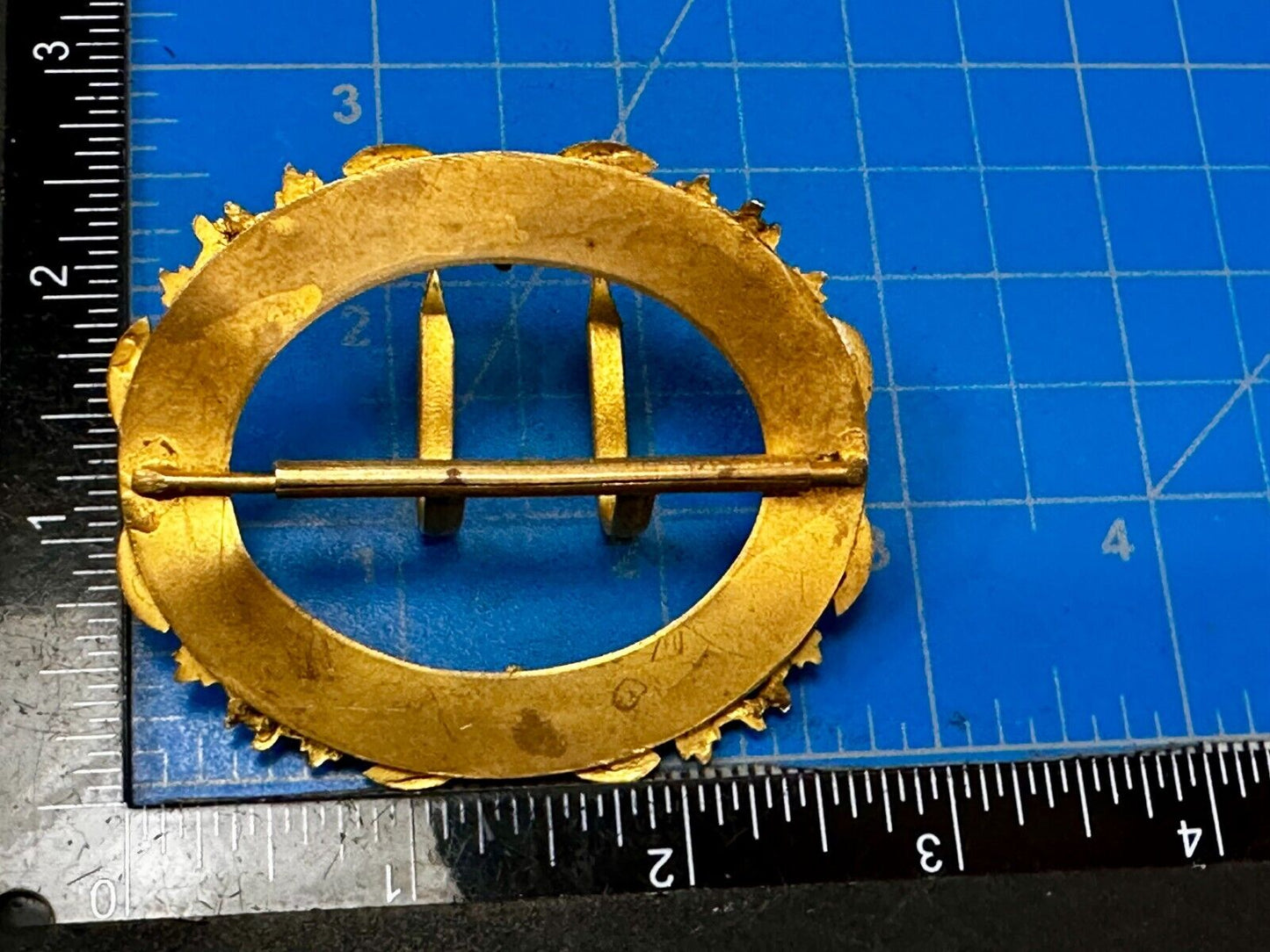 3" Wide Dual Prong Victorian Art Nouveau Gold Color Filigree Belt Buckle