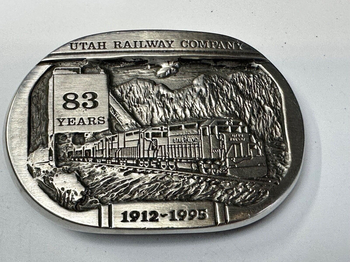 Utah Railway Co Vtg Train Railroad 83 Years - Gary Prazen Sculpture Belt Buckle