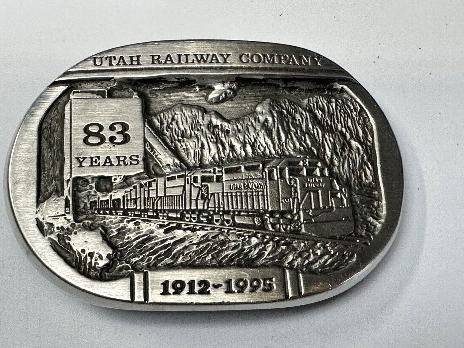 Utah Railway Co Vtg Train Railroad 83 Years - Gary Prazen Sculpture Belt Buckle