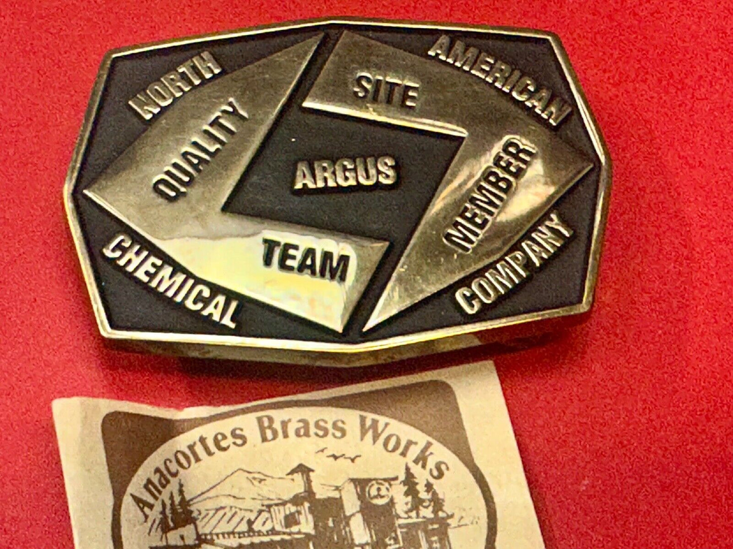 Aegius North American Chemical Company team member brass Anacortes belt buckle
