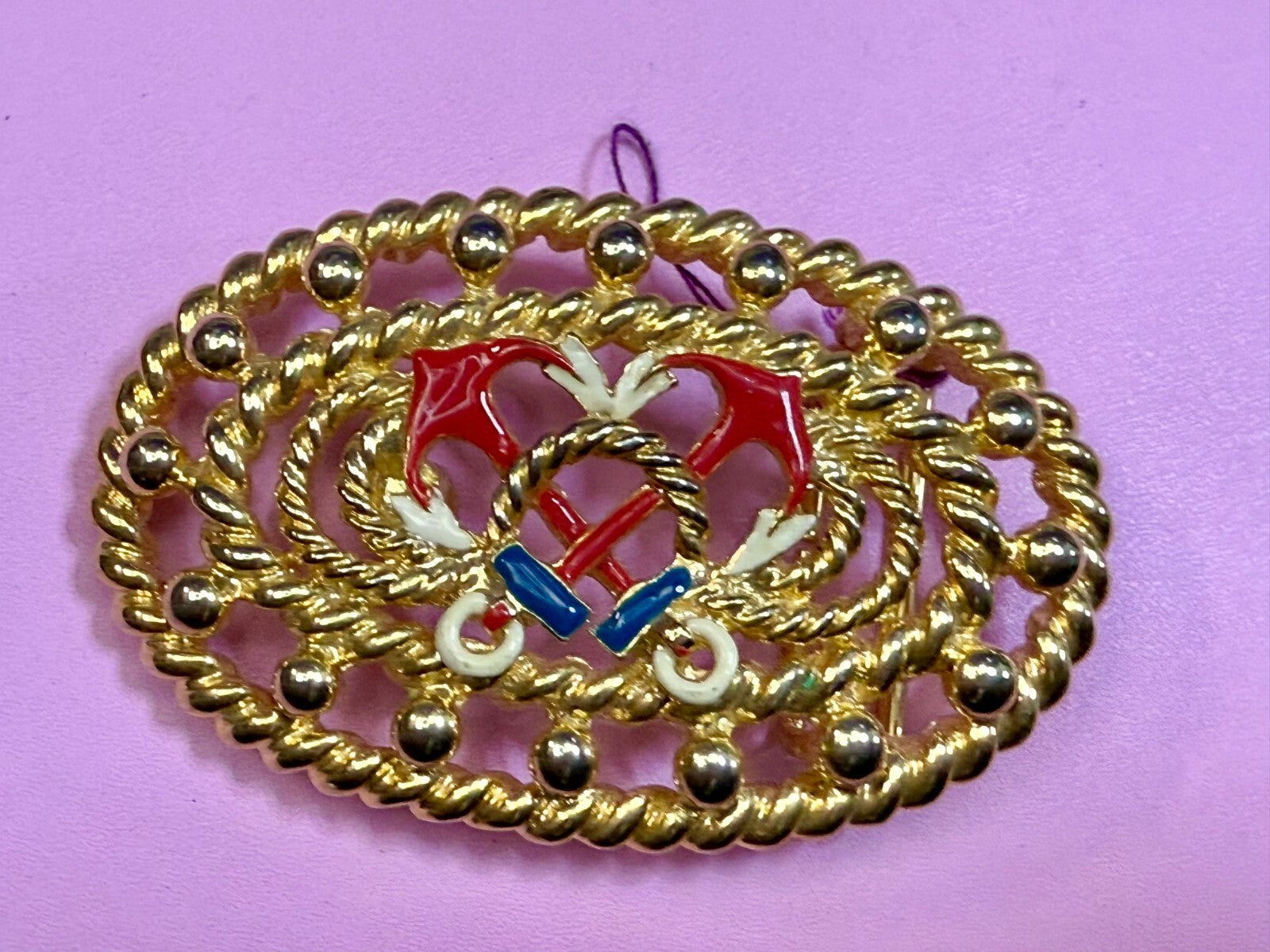 Anchor Rope Nautical Theme See-Trough Gold Tone 1987 Mimi Di N  Belt Buckle