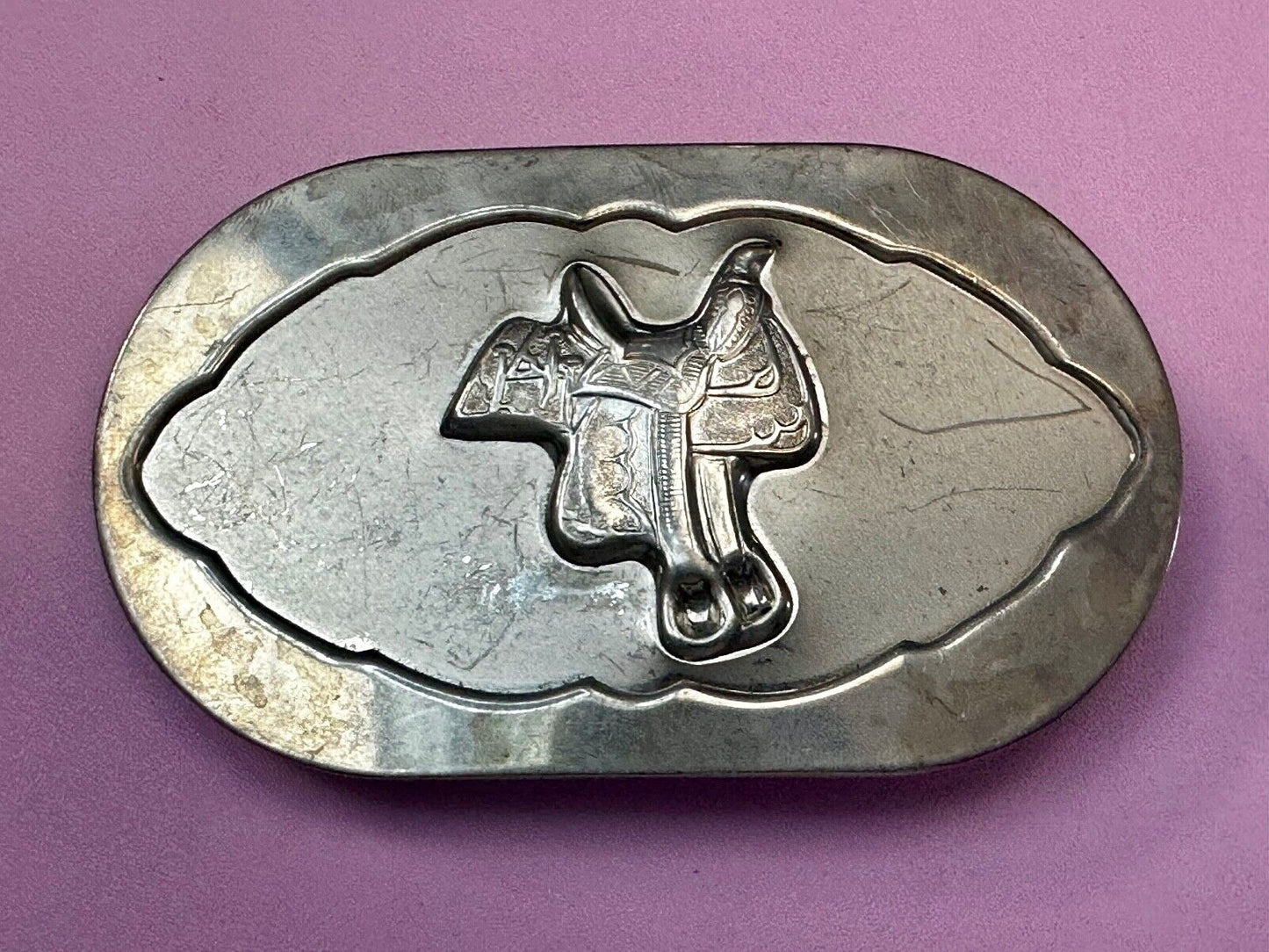 Vintage horse saddle used Belt Buckle to restore