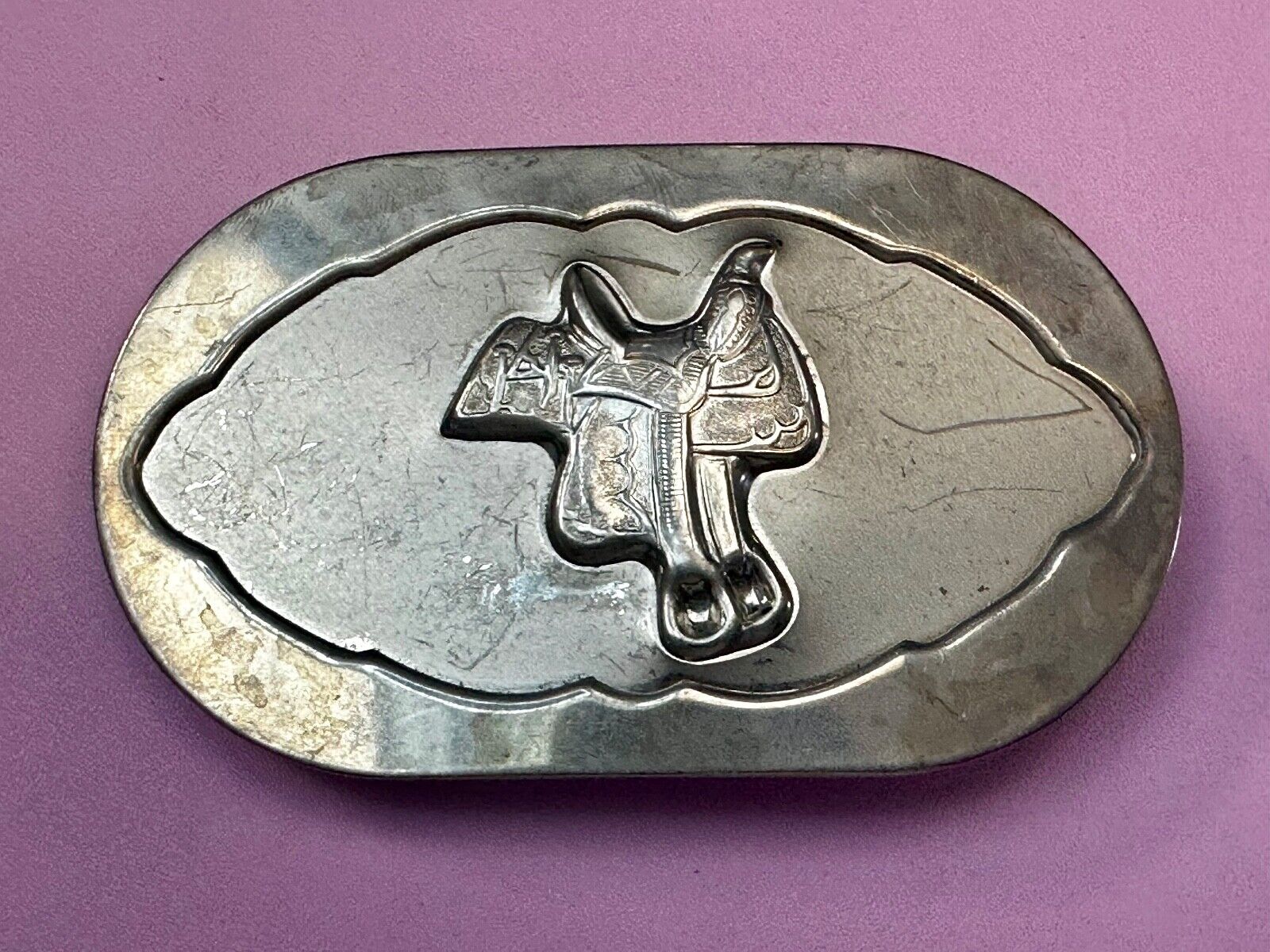 Vintage horse saddle used Belt Buckle to restore