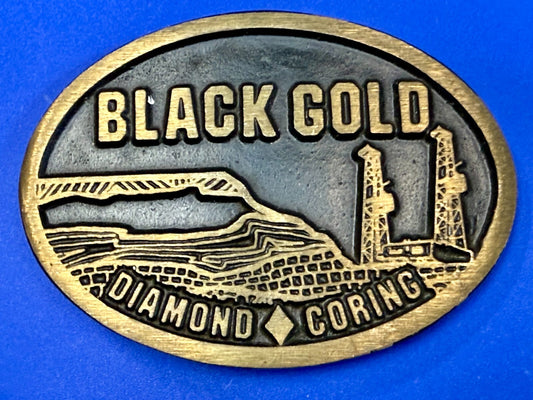 Black Gold Diamond Coring Commemorative Solid Brass DynaBuckle Belt Buckle