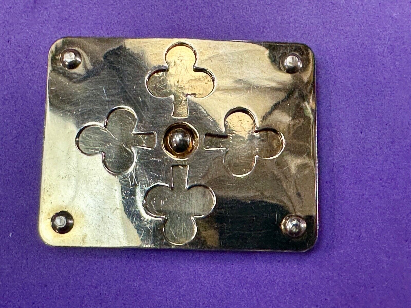 Unique Iron Cross Emblem on gold tone dress vintage belt buckle