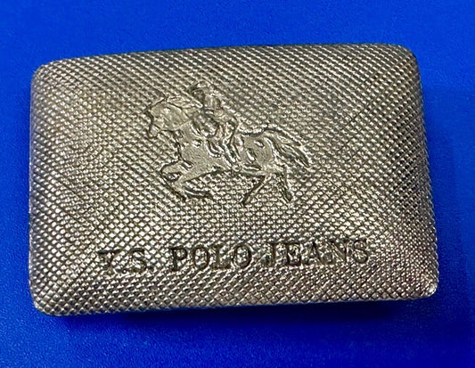 US Polo Jeans Horse Riding Polo Player Silver Tone Rectangular Belt Buckle