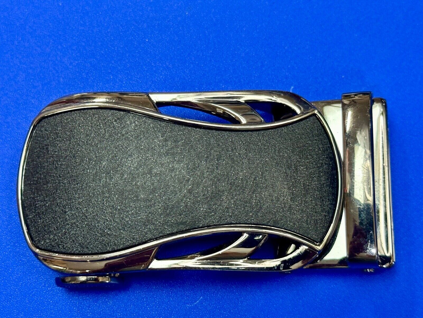 Automatic Ratchet Black & Silver Tone Replacement Dress Style Belt Buckle