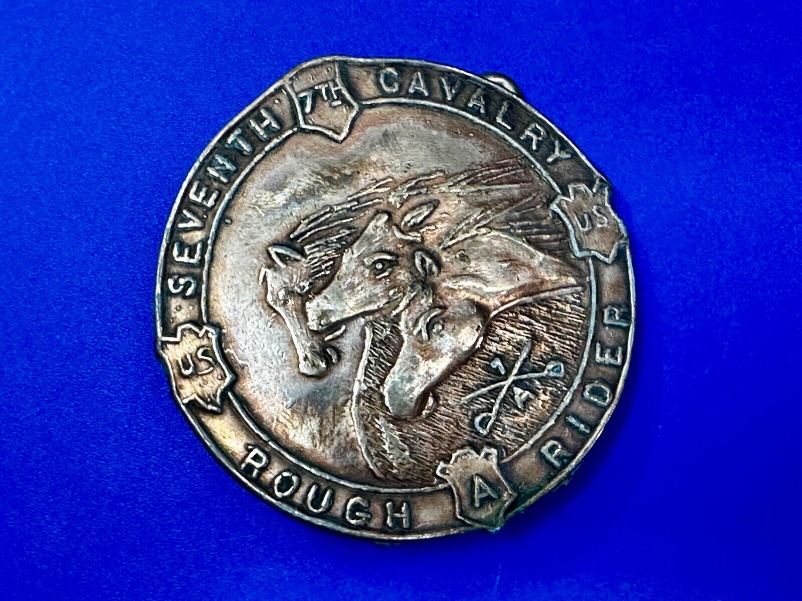7th Seventh Cavalry Rough Rider Horse Head Vintage Belt Buckle