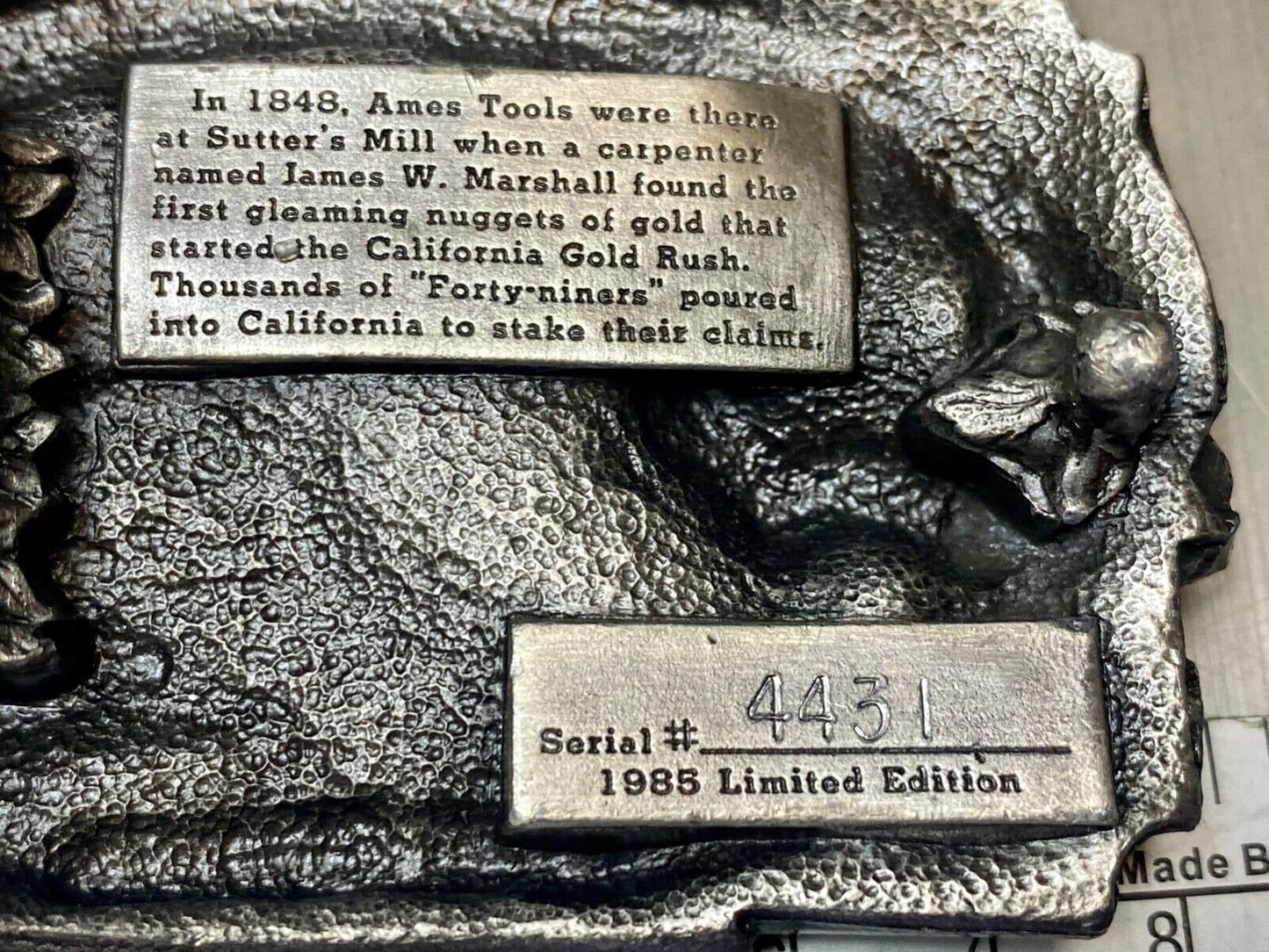 Ames Tools The gold rush of 1849 Vintage 1985 Siskiyou belt buckle