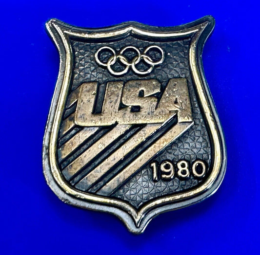 Vintage 1980 USA Olympic Teams Badge Shaped Bergamot belt buckle