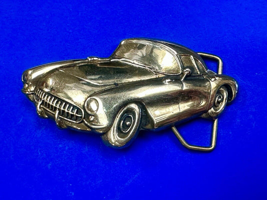 1st Generation Corvette Solid Brass Car Collectors Baron Belt Buckle 1979