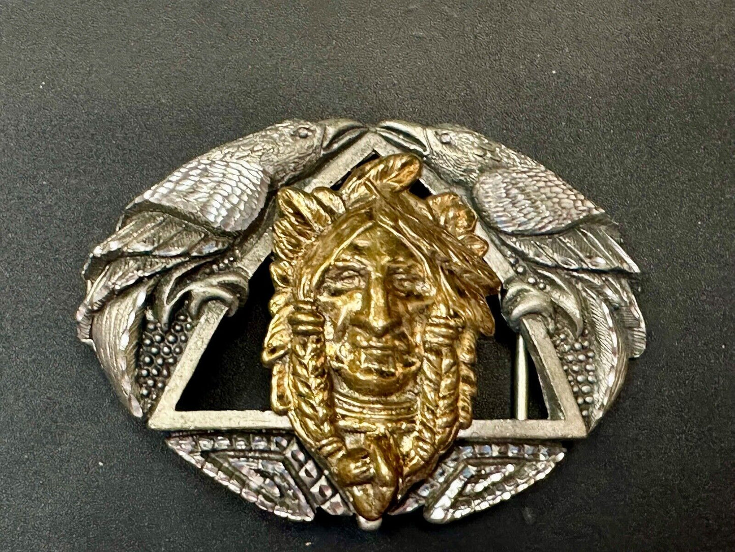 Unique Native American Indian Vintage Two tone EGE 93 Belt Buckle