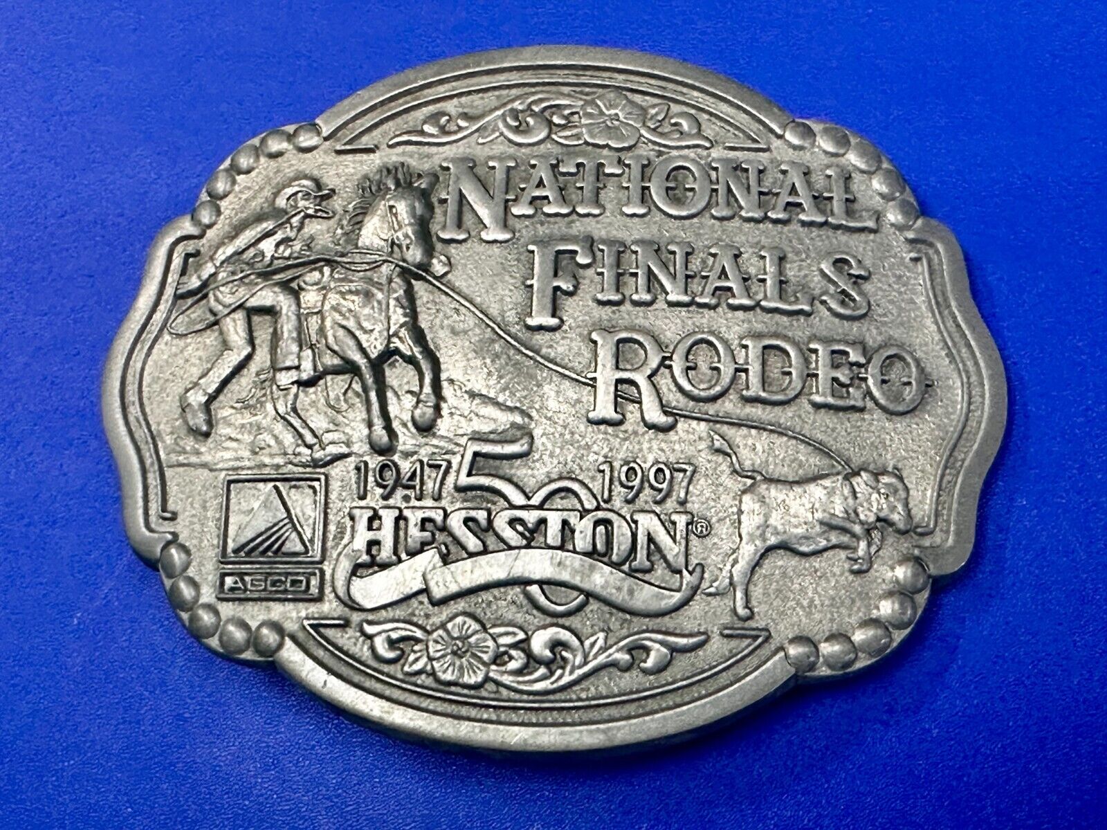 1997 ADM Hesston NFR National Finals Rodeo Cowboys Western Belt Buckle