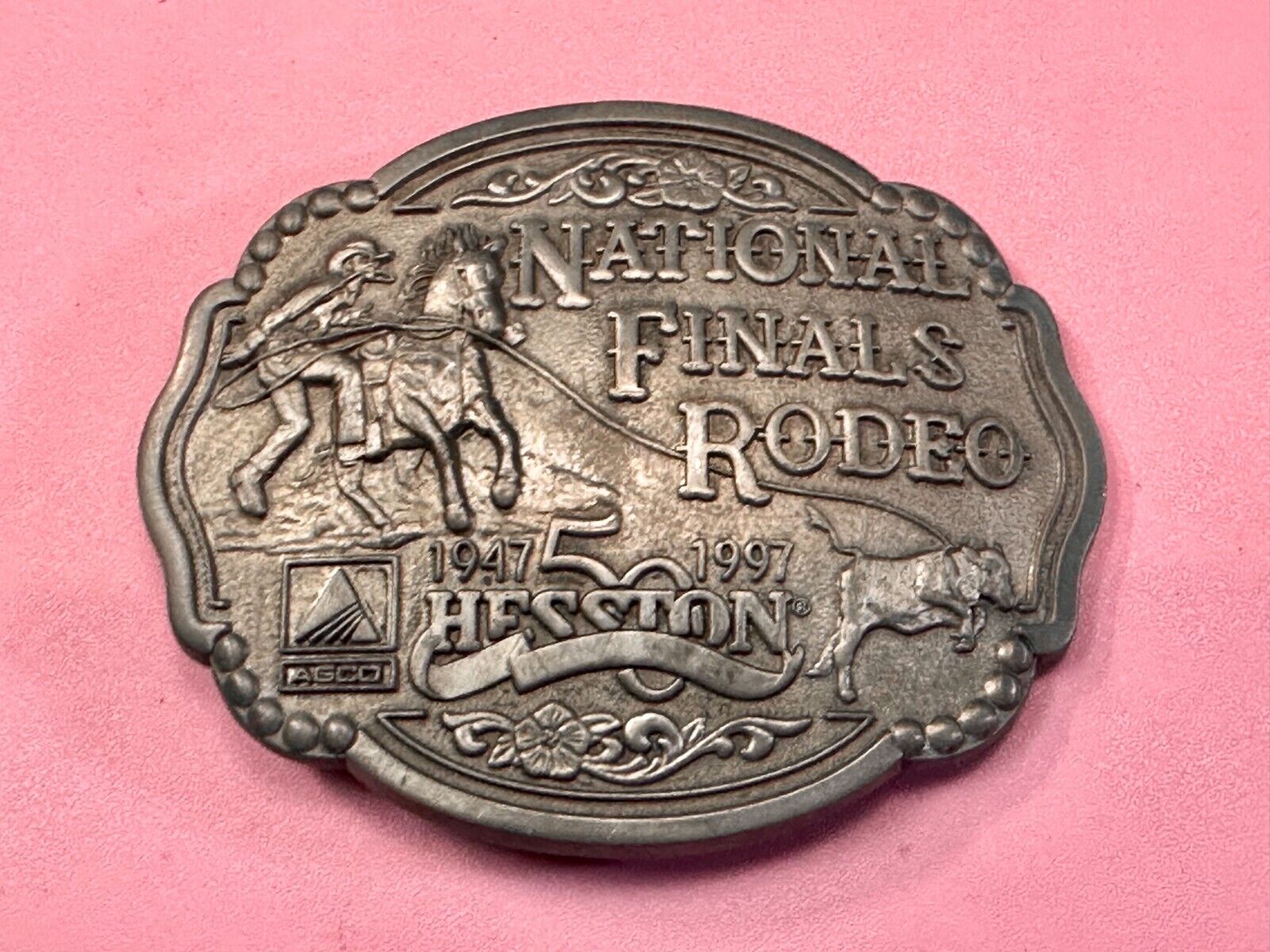 1997 ADM Hesston NFR National Finals Rodeo Cowboys Western Belt Buckle