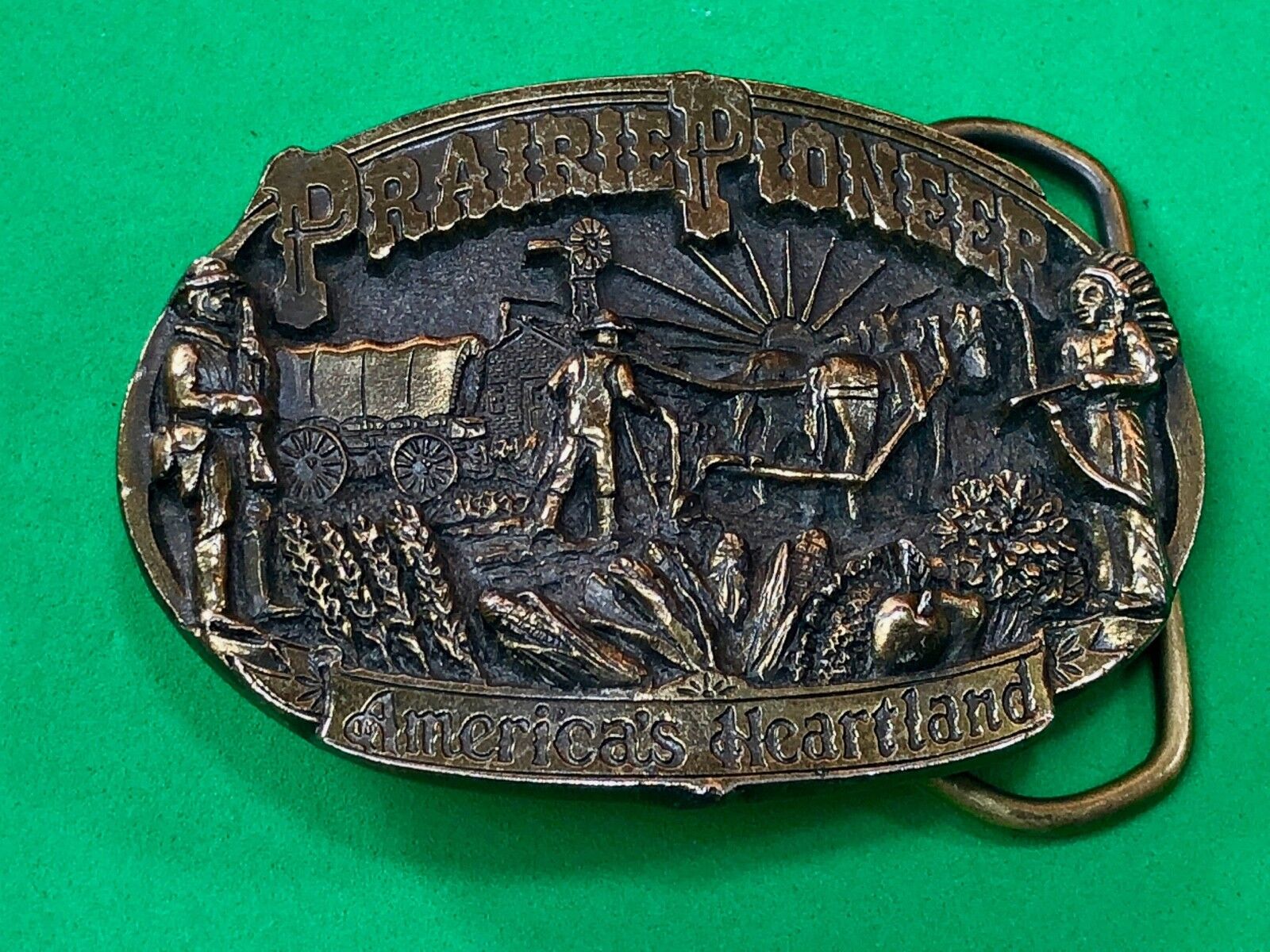 Vintage 1984 Prairie Pioneer  Americas Heartland Great American Belt Buckle 
