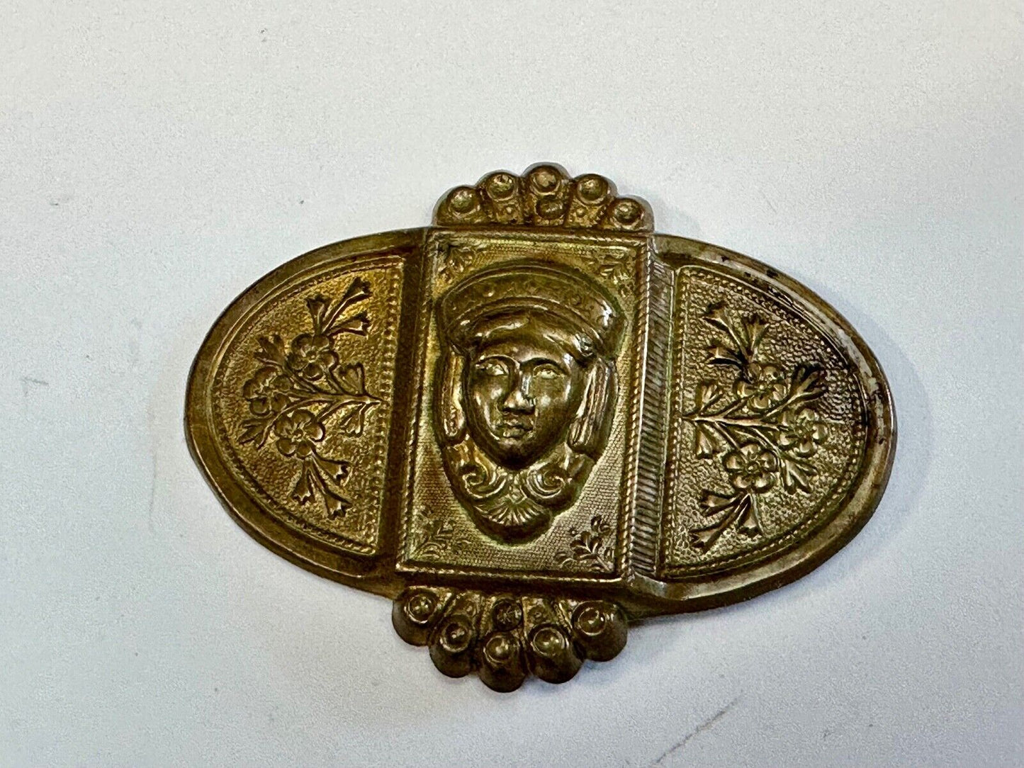 Antique Head Bust Belt Ornament - buckle slide clip - unknown to me! Victorian?