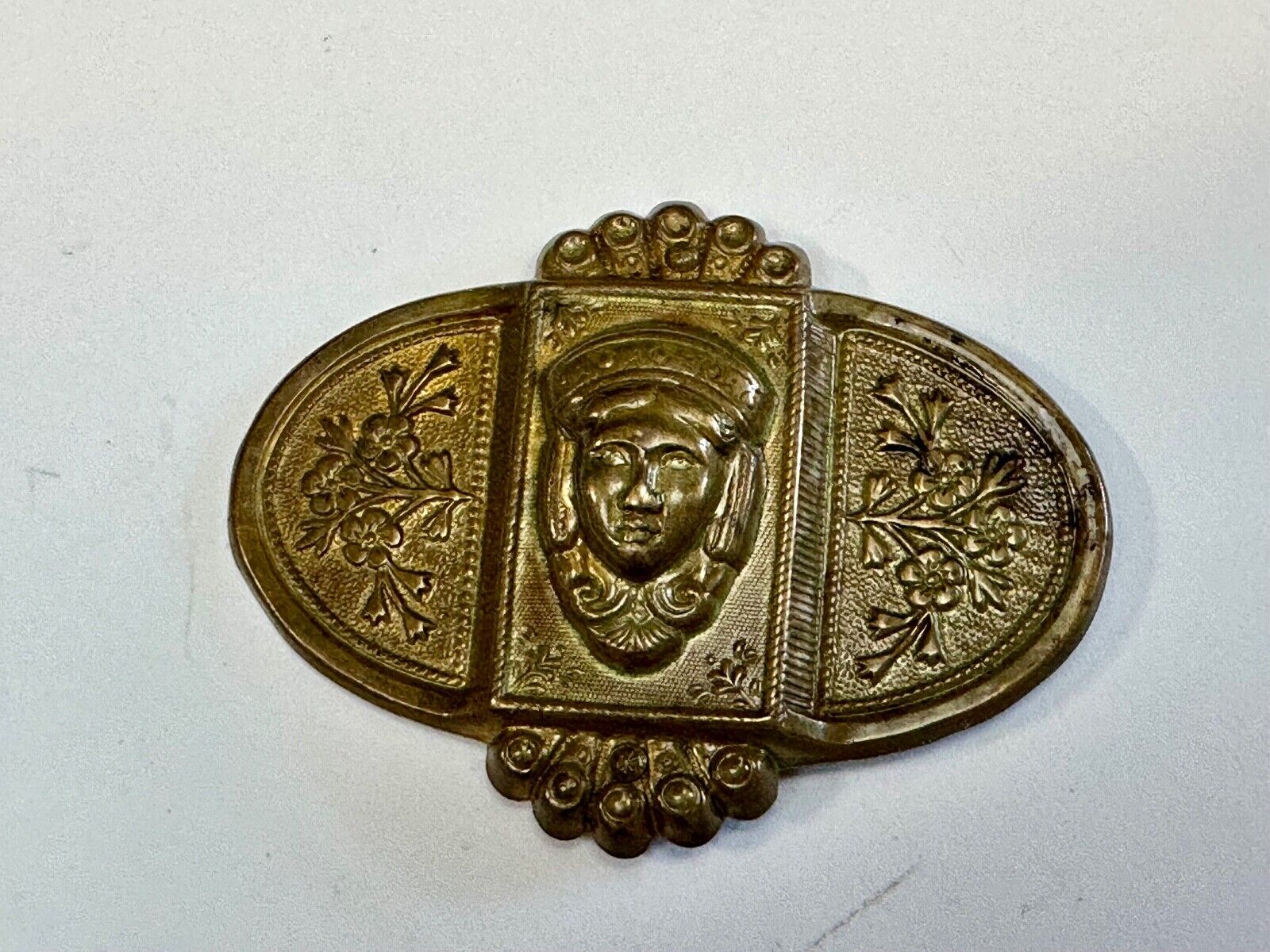 Antique Head Bust Belt Ornament - buckle slide clip - unknown to me! Victorian?