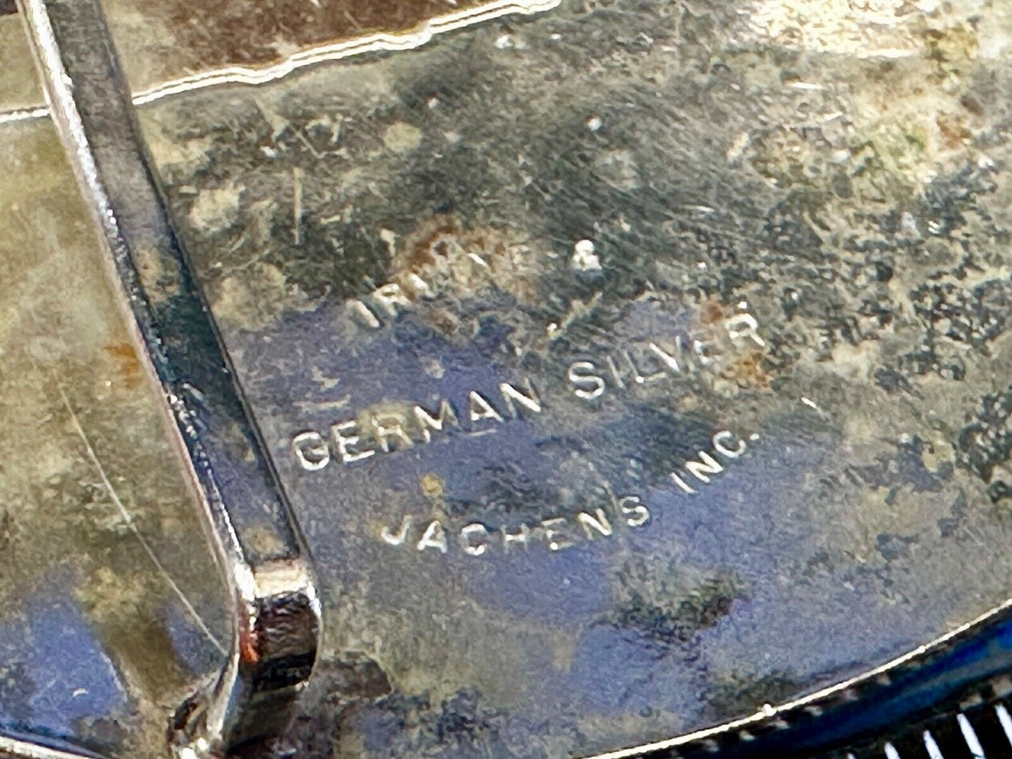 Two Horse Riding Cowboy's German Silver Belt Buckle by Comstock Silversmiths