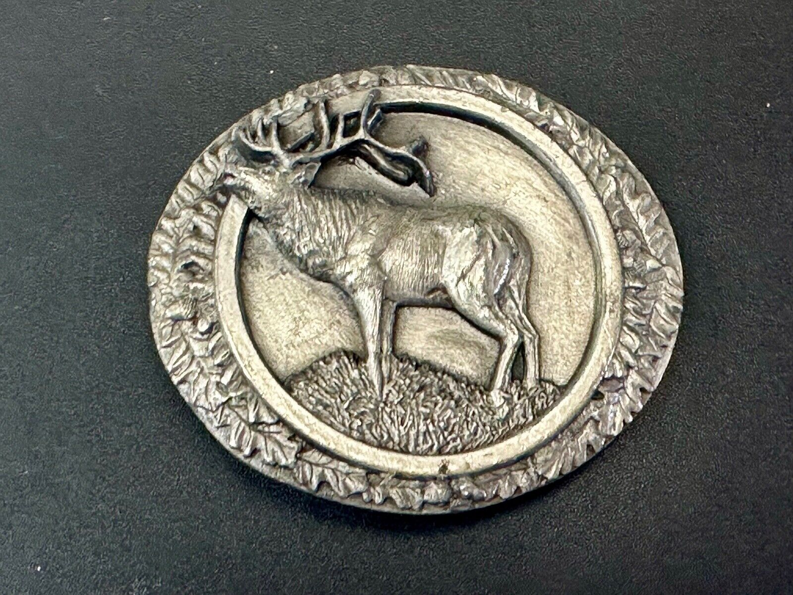 The North American Elk Commemorative Vtg. 1986 Bergamot Brass Works belt buckle