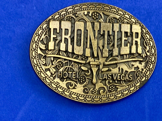 Vintage Frontier Hotel casino Las Vegas belt buckle - Western long horn 