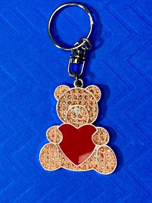 Adorable Teddy Bear holding Red Heart - Love Keychain - Key Ring Chain