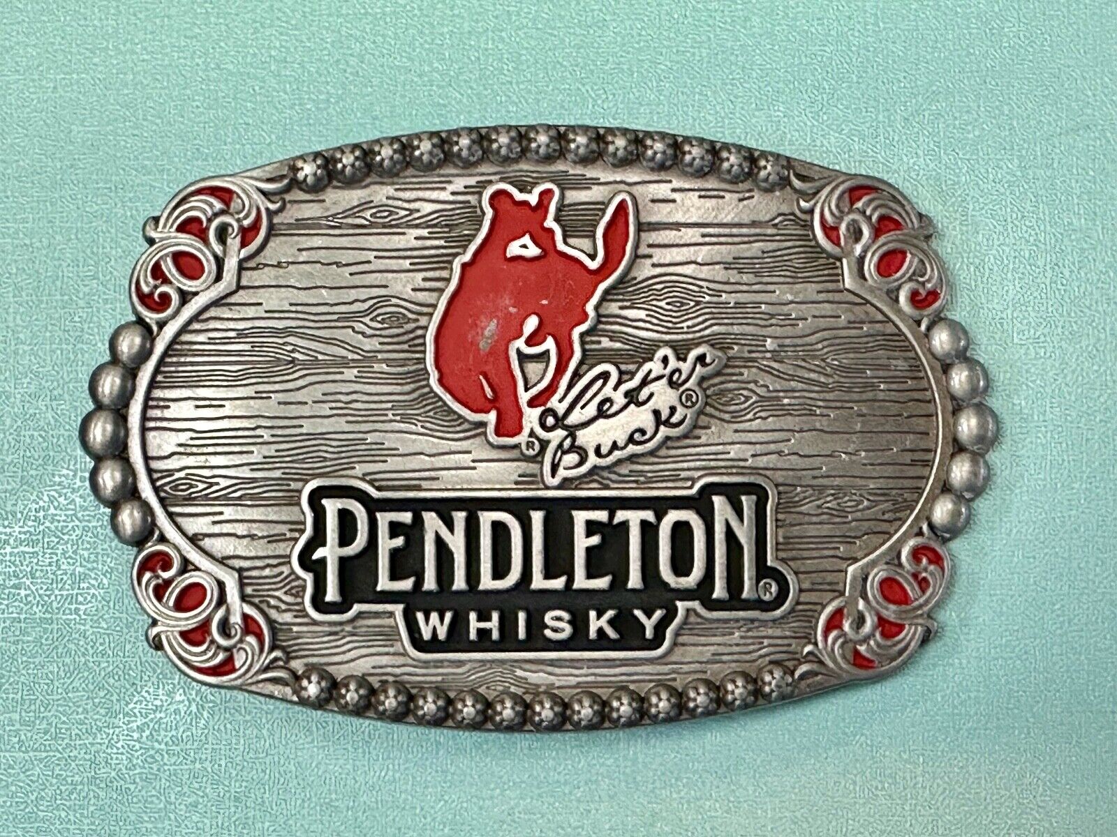2023 Pendleton Whisky Belt Buckle Montana Silversmiths Let'er Buck Cowboy Rodeo