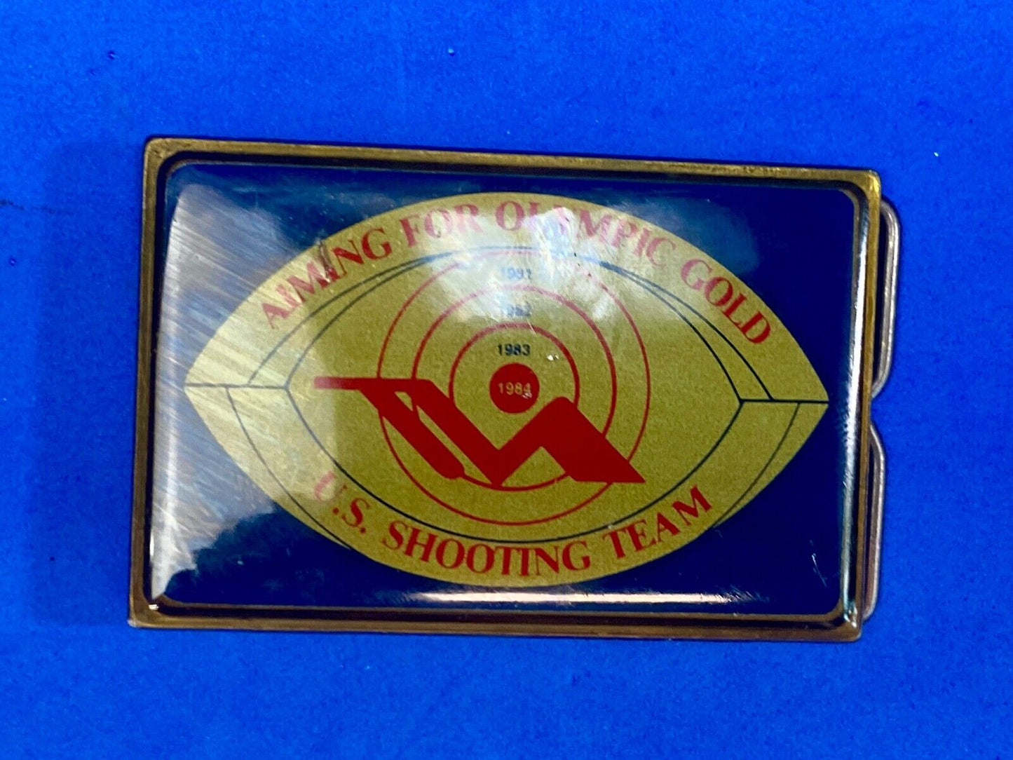 Aiming For Olympic Gold 1984 La Ca U.S. America Skeet Shooting Team Belt Buckle