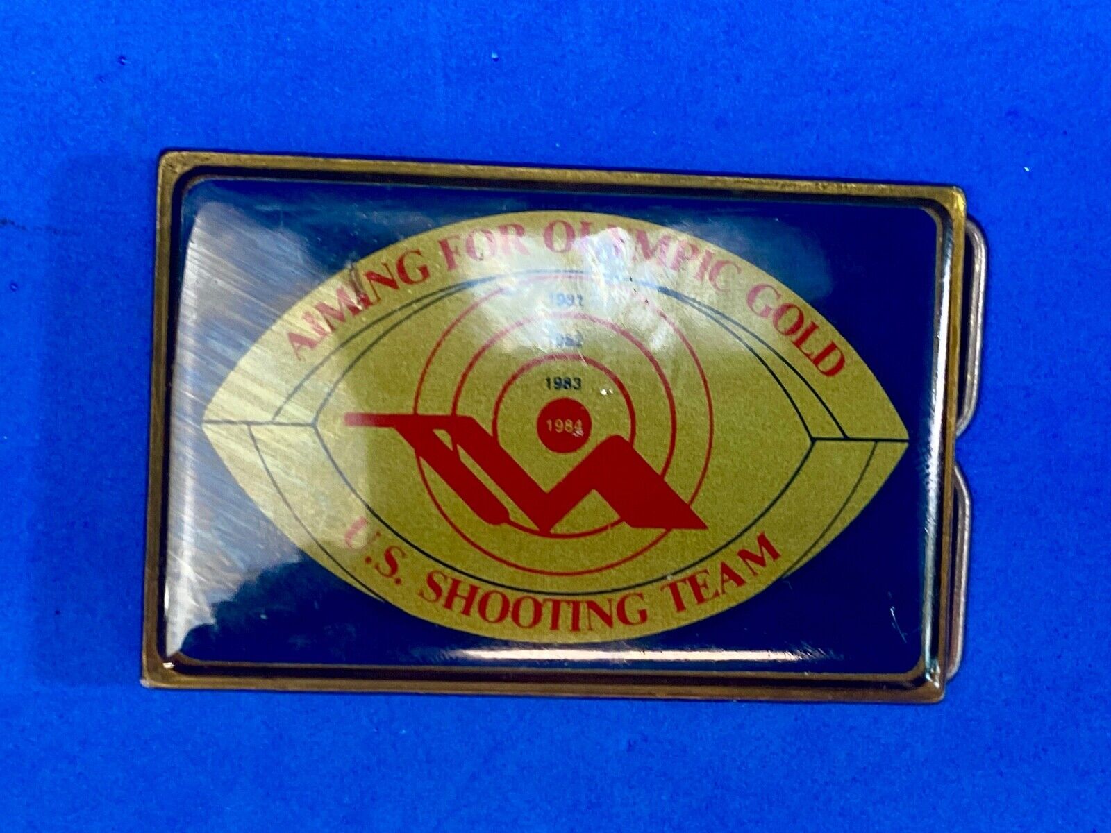 Aiming For Olympic Gold 1984 La Ca U.S. America Skeet Shooting Team Belt Buckle