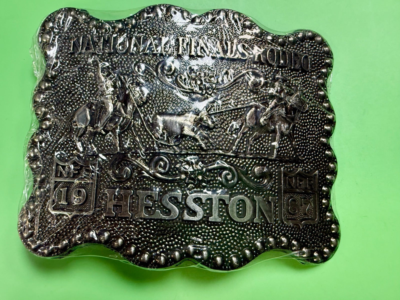 1987 Hesston NFR National Finals Rodeo Calf Roping NOS Belt Buckle