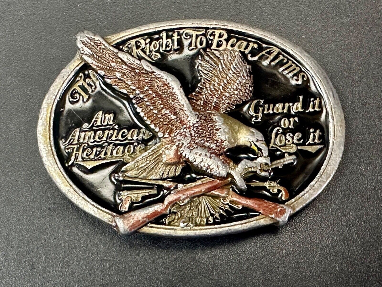 An American Heritage - Second Amendment gun laws Guard it or Lose it belt buckle