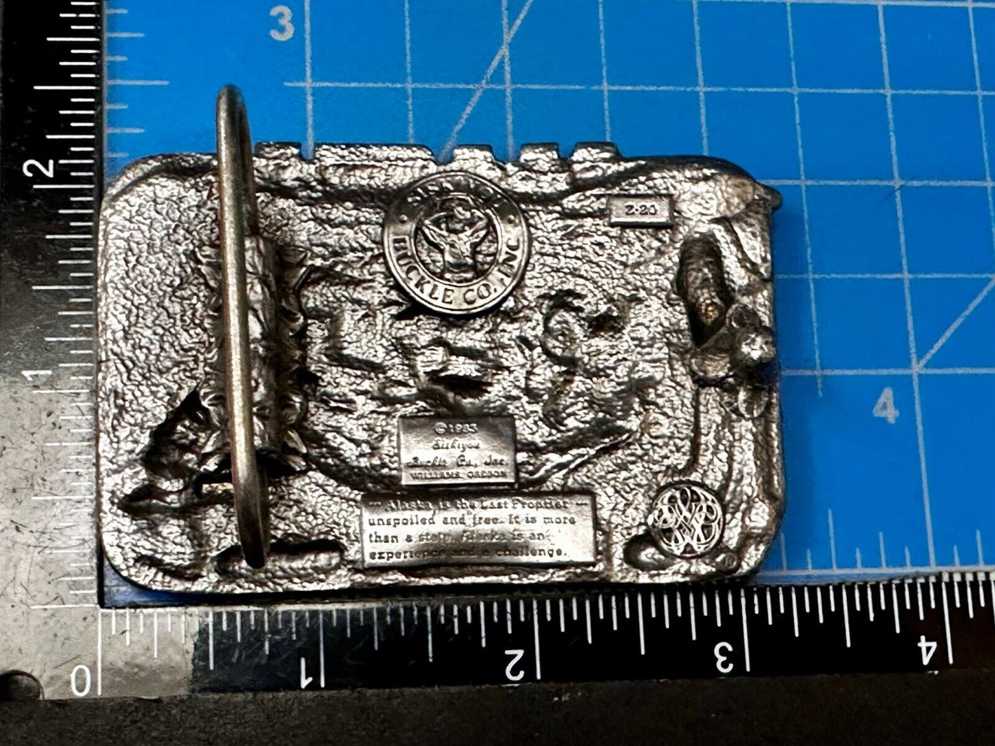 Alaska The Great Land -  Last Frontier State 1980's Siskiyou Pewter Belt Buckle