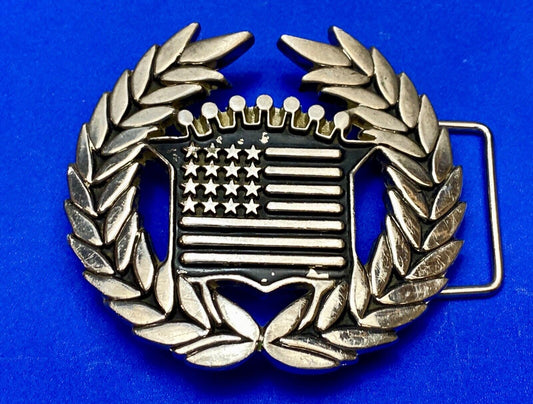 Vintage Cadillac Emblem Flag  Chrome Color Belt Buckle byFamous Stars and Straps