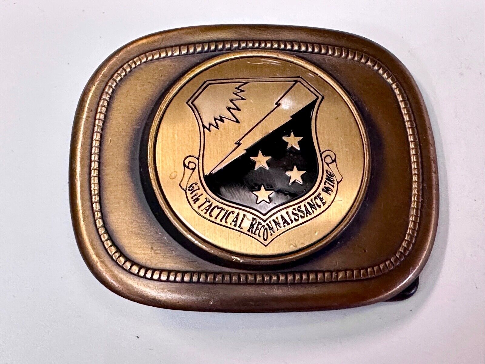 67th Tactical Reconnaissance Wing Dress Belt Buckle USAF Lux Ex Tenebris