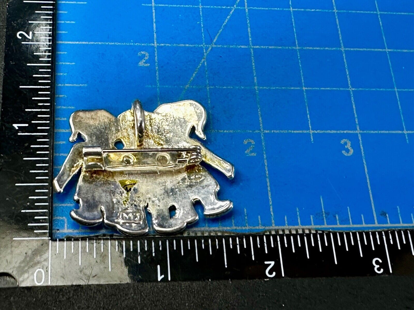 3 Children Kids Figure Cutout Silver Brooch Pin Signed by MJ