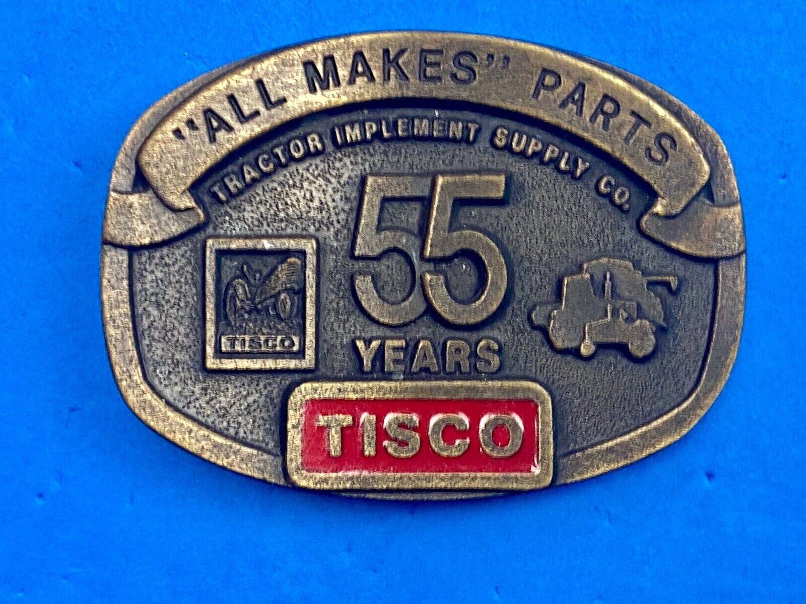 55 years Tisco Tractor Implement Supply Spec Cast Brass Belt Buckle series 2