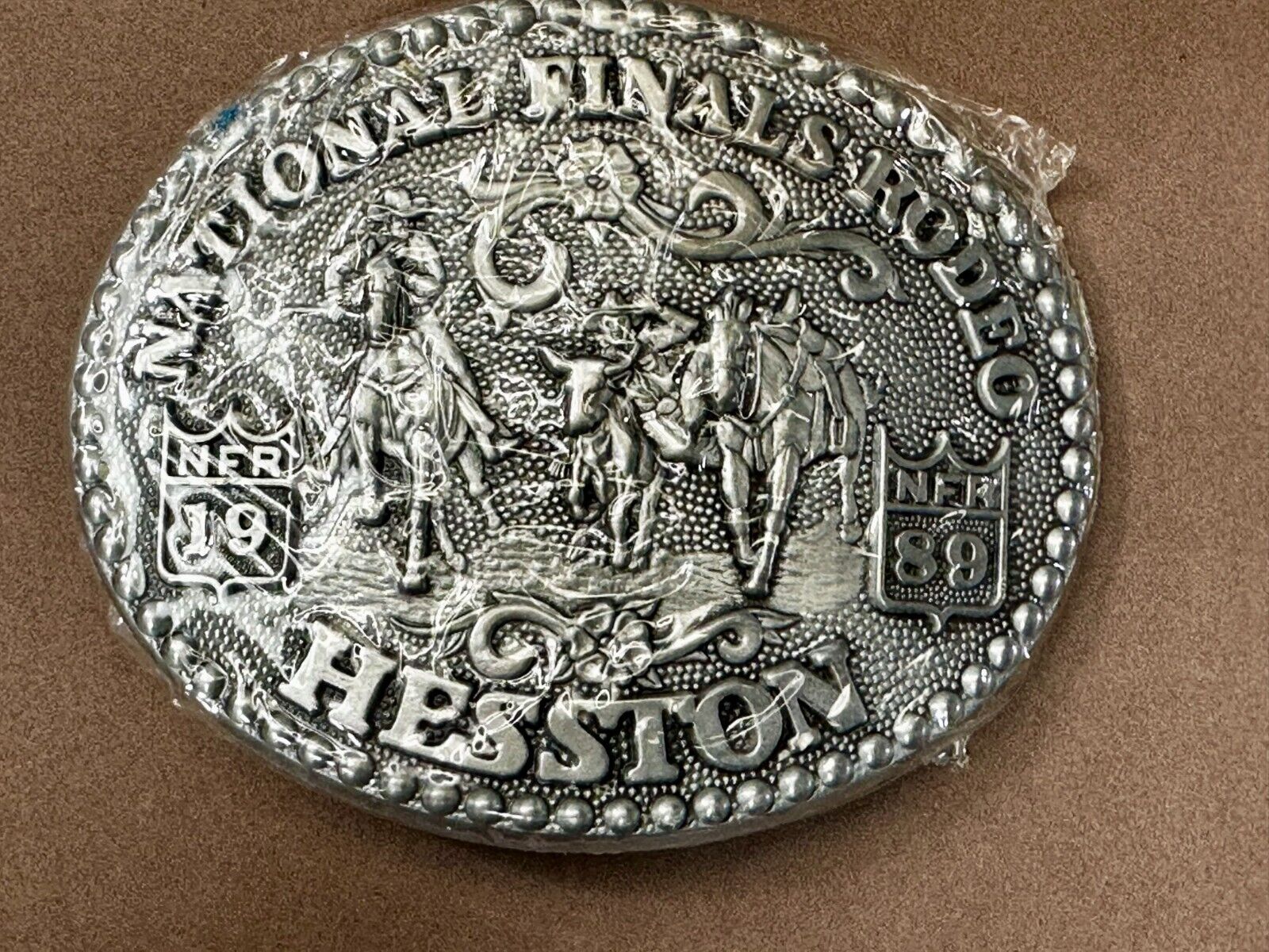 1989 Hesston National Finals Rodeo NFR Cowboys NOS Adult Size Belt Buckle