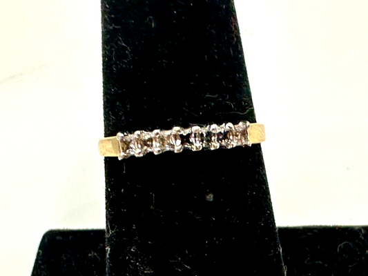 10K Gold  7-Stone Bar Setting Anniversary Ring Band CZ 1.3g Signed CRP 7 3/4 8