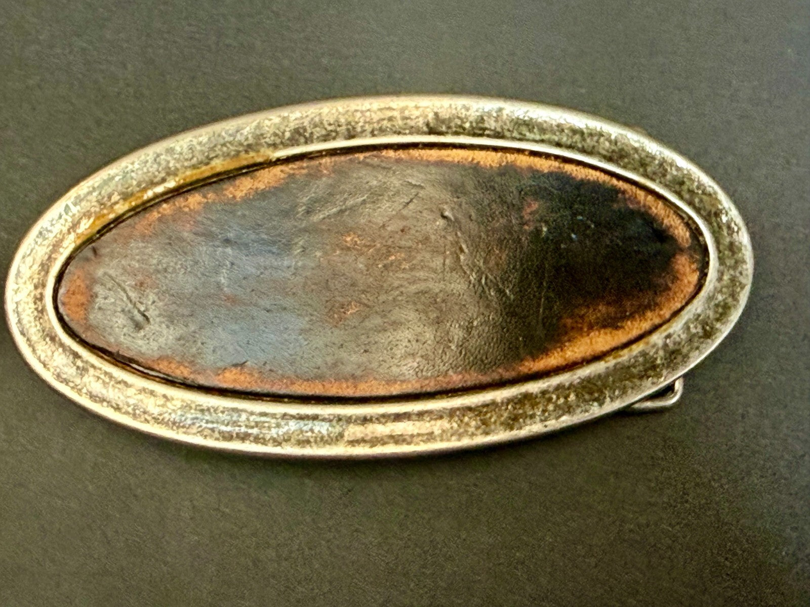 4.5" Wide Retro Simple Plain Faux Leather on Metal Silver Color Belt Buckle