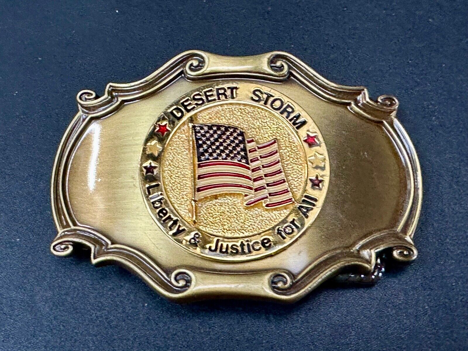 USA Flag Patriot Desert Storm Liberty & Justice for all Custom made Belt Buckle