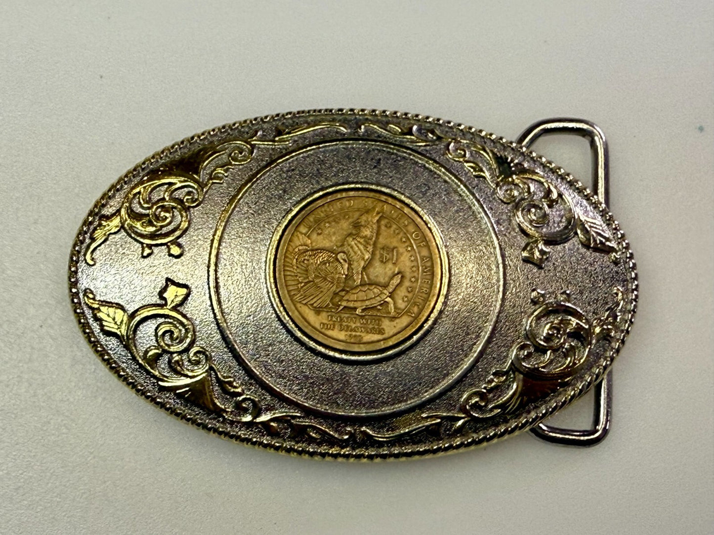 United States of America Treaty Delaware Dollar Coin Collectors FCM Belt Buckle