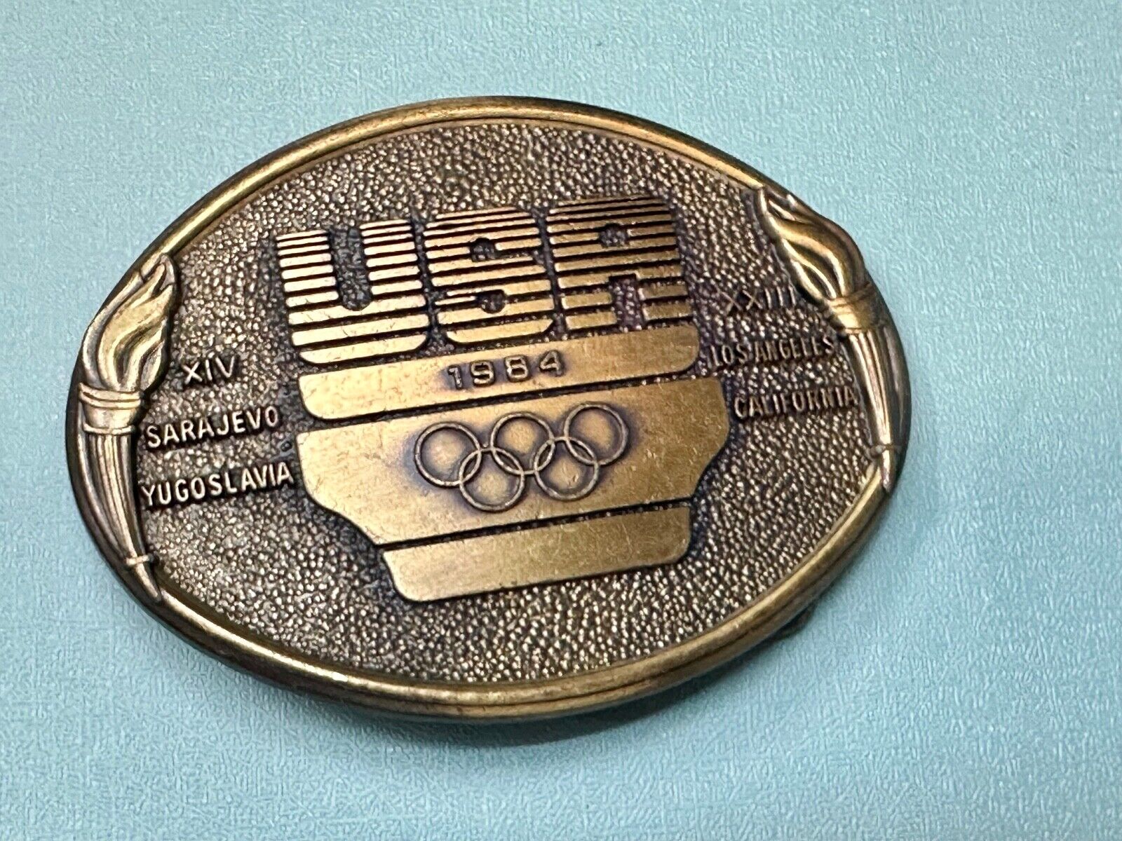 Vintage Los Angeles 1984 US USA Olympics Team belt buckle