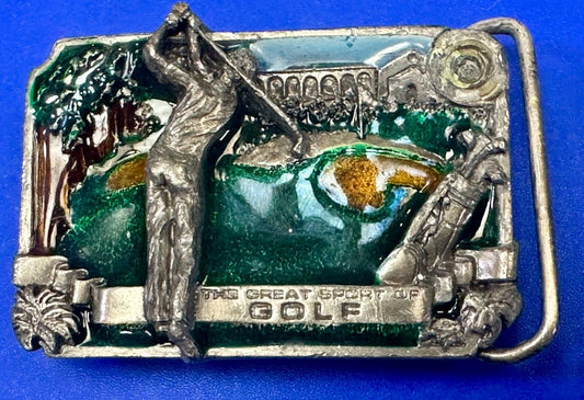 The Great Sport of Golf belt buckle - ball to the green course par handicap L-86