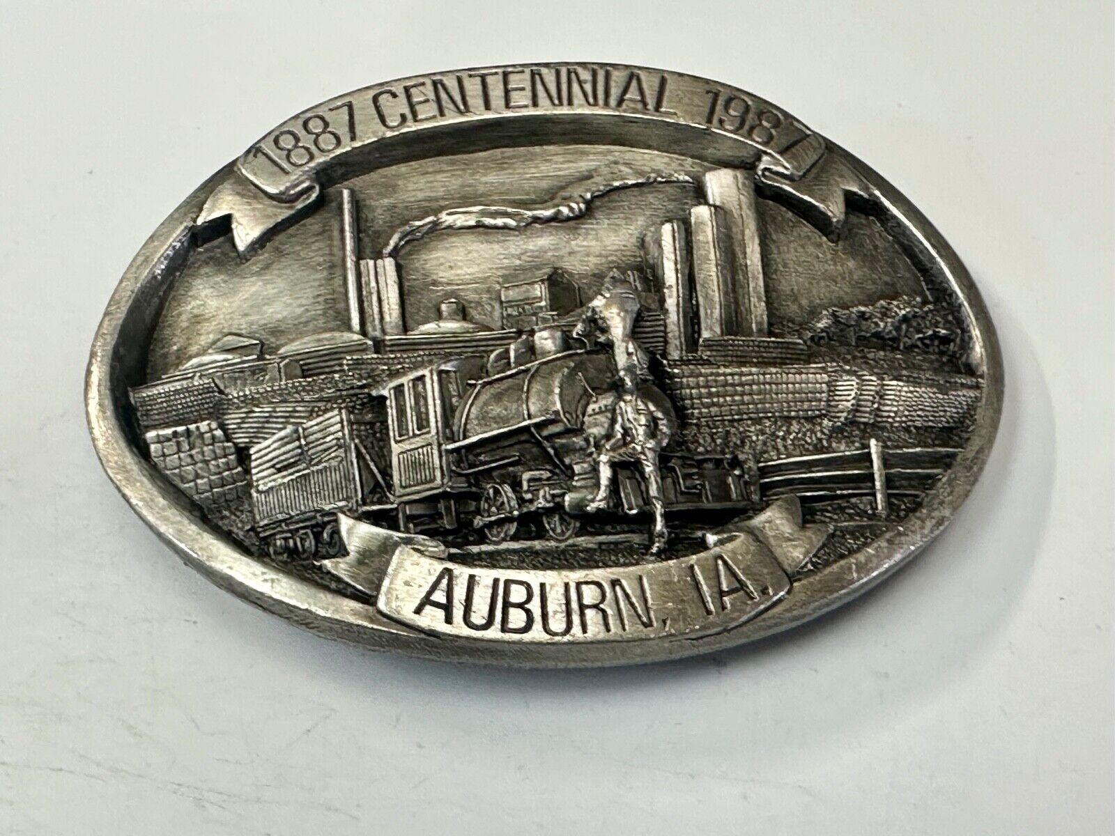 AUBURN IOWA 1887 CENTENNIAL CELEBRATION VINTAGE BELT BUCKLE