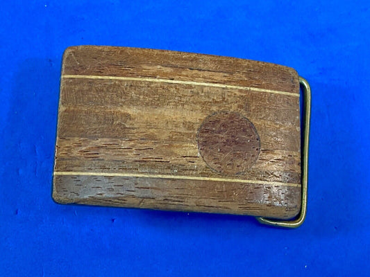 Beautiful Vintage Wood Belt Buckle Scene Of Moon By. Ab  Anacortes Brass Works