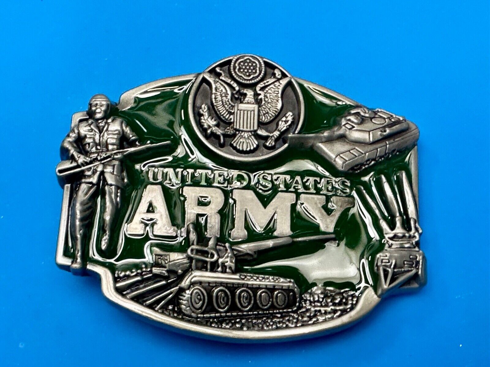 United States Army Military Patriotic Soldier Tank Belt Buckle
