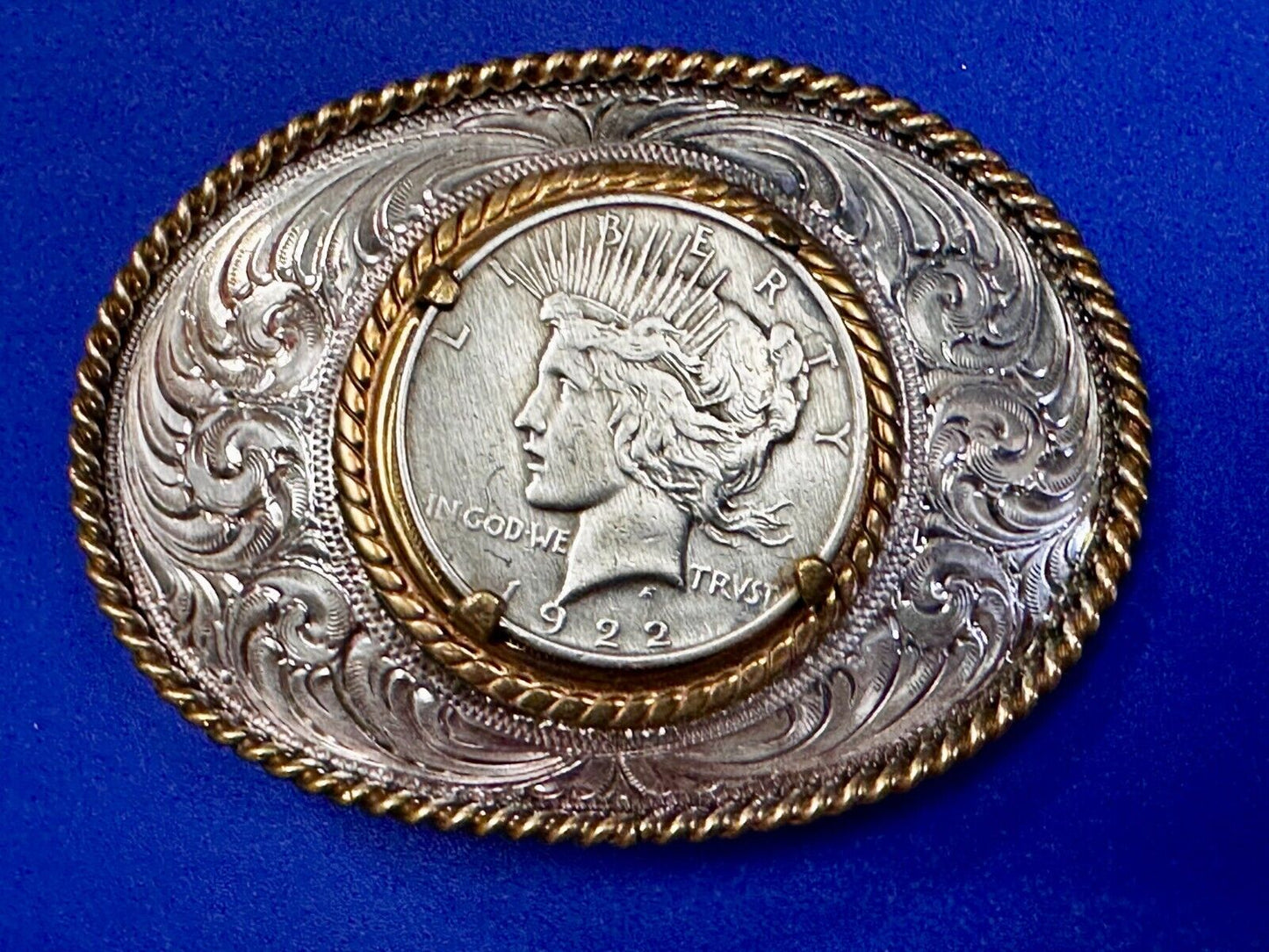 USA Peace Dollar 1922 Liberty Coin Collectors Montana Silversmiths Belt Buckle